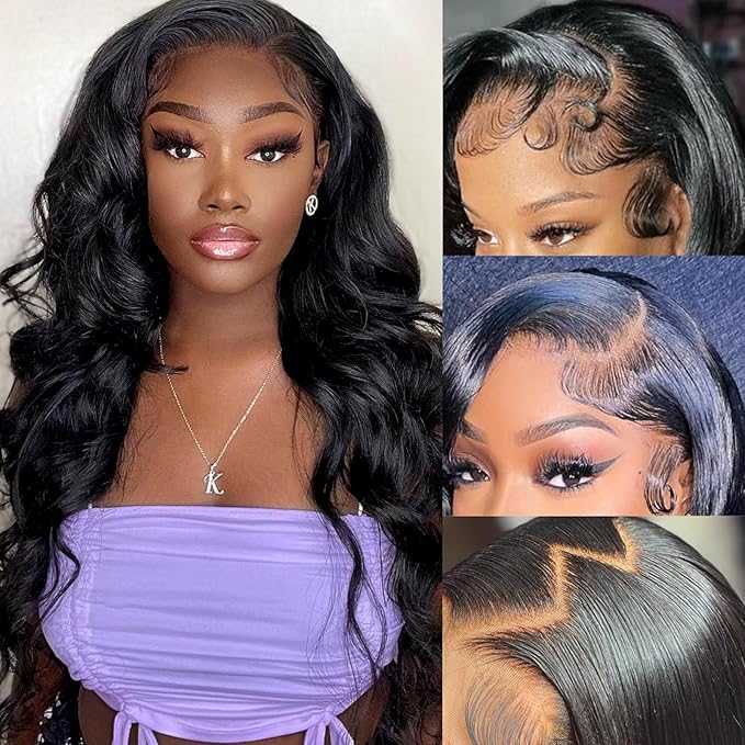 Body Wave Lace Front Wigs Pre Plucked 13x6 HD Transparent Lace Frontal Wigs with Baby Hair 200% Density Glueless Wigs for Black Women Natural Color 30 Inch