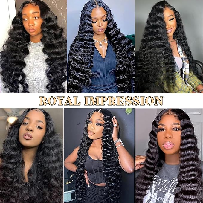 Loose Wave Lace Front Wigs Human Hair 200% Density 13x4 HD Full Lace Frontal Wigs Human Hair 12A Loose Deep Wave Glueless Wigs Human Hair Pre Plucked for Black Women 3X Longer Lifespan (32 Inch)