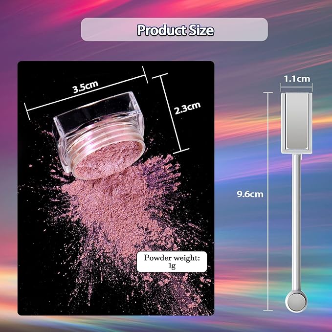 Laza 8 Colors Cat Eye Chrome Nail Powder Chameleon Magnetic Powder 3D Cat Eye Mirror Effect Pigment Dust Magic Galaxy Effect Glitter with Magnetic Stick for Velvet Nail Art - Discolor Candy