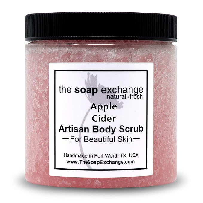 The Soap Exchange Sugar Body Scrub - Apple Cider Scent - Hand Crafted 16 fl oz / 480 ml Natural Artisan Skin Care, Shea Butter, Exfoliate, Moisturize, & Protect. Made in the USA.