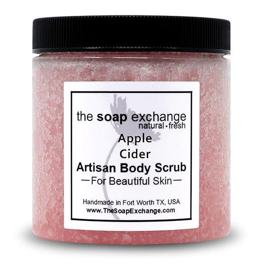 The Soap Exchange Sugar Body Scrub - Apple Cider Scent - Hand Crafted 8 fl oz / 240 ml Natural Artisan Skin Care, Shea Butter, Exfoliate, Moisturize, & Protect. Made in the USA.
