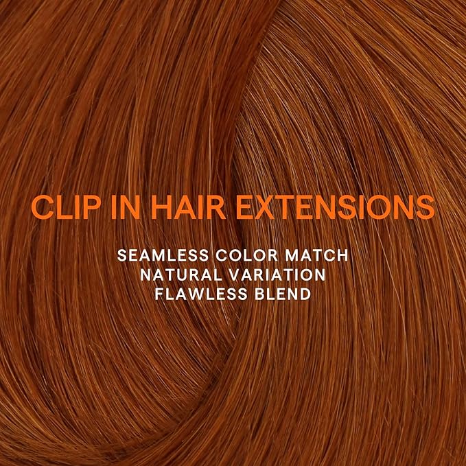 Full Shine Copper Clip in Hair Extensions Invisible Clip in Extensions for Women Light Copper Hair Extensions Triple Weft 20 Inch 7 Pcs 120 G