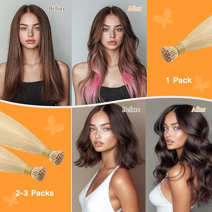 Doores I Tip Hair Extensions Human Hair, Drity Blonde Mixed Platinum Blonde 18 Inch 100g/100s, Extensions Real Human Itip Pre Bonded