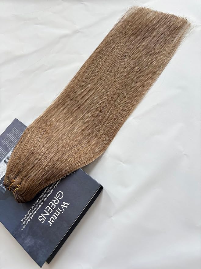 Ash Brown Weft Hair Extensions for Women 18 Inch 100G Sew in Human Hair Extensions Double Weft Silky Straight Ash Brown Hair Extensions Real Human Hair Sew in Wefts with Full Thick Ends