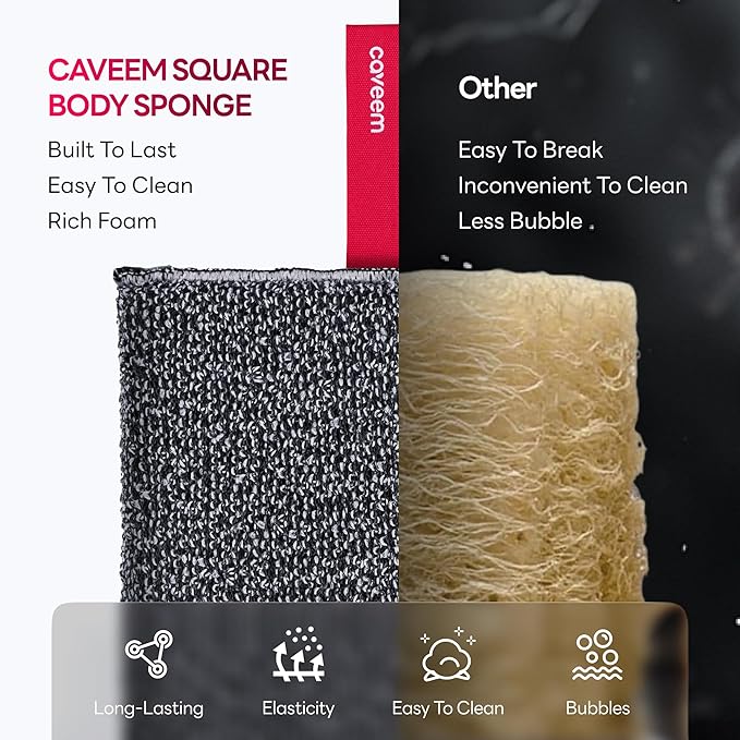 Exfoliating Body Scrubber, Rough Exfoliation Body Exfoliator Sponge for Remove Dead Skin, Body Exfoliating Sponges, Bath and Body Exfoliate Buffer, Mens and Womens Sponge for Shower (2 Pack)