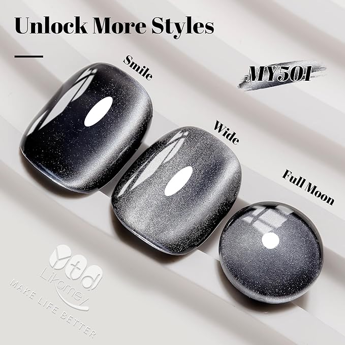YTD Likomey Cat Eye Gel Nail Polish,Silk Glass 15ml Black Magnetic Shimmer Glitter Moonlight Jelly Shiny Salon Home Fall Winter UV Color Varnish with Magnet Stick,HEMA Free TPO Free,MY501