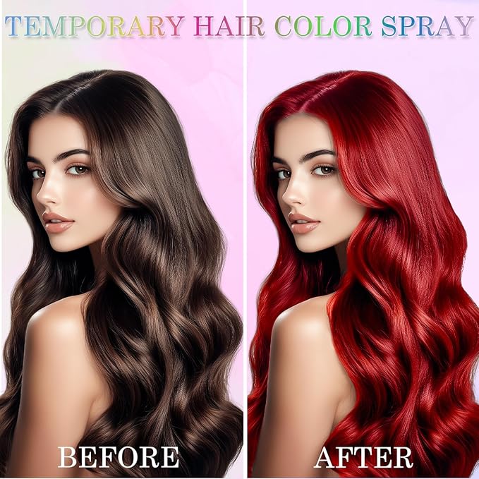 Temporary Hair Color Spray for Women Men Kids, Instant Vivid Temporary Hair Dye, One-Time Use Hair Color Wax Non-Sticky For Cosplay DIY, Christmas Party, Crazy Hair Day (Fired Red, 120ML)