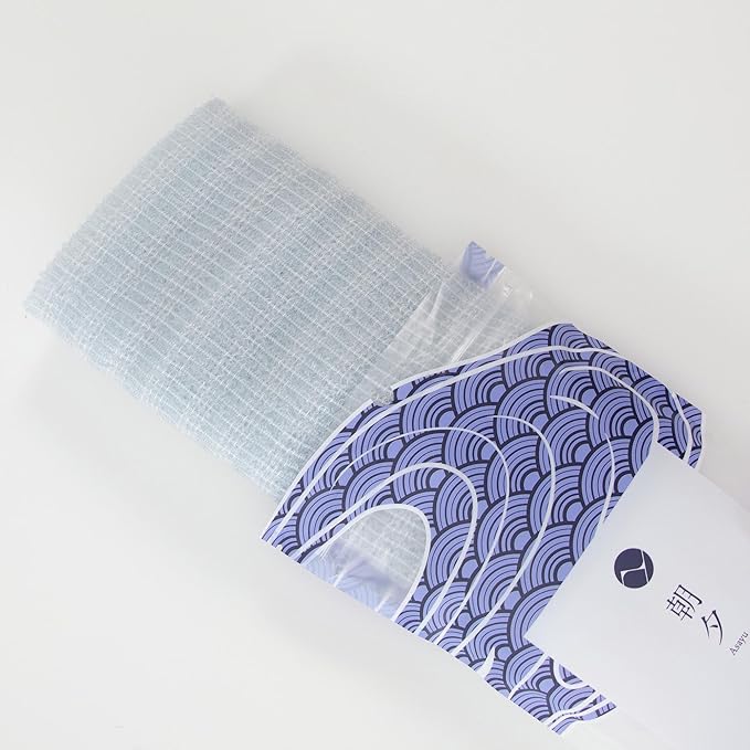 Asayu Japan Exfoliating Body Wash Towel – Made in Japan Nylon Shower Cloth with Triple-Weft Wave Weave – Quick-Dry, Hygienic, and Gentle Deep Cleansing for Smooth Skin