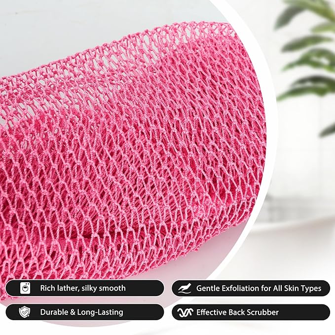 SubSahara African Net Sponge Authentic - 2 Pieces Exfoliating Scrubber for All Skin Types, Ideal for Face & Body Daily Use, Durable, Gentle Exfoliation (Milk White & Meat Powder)