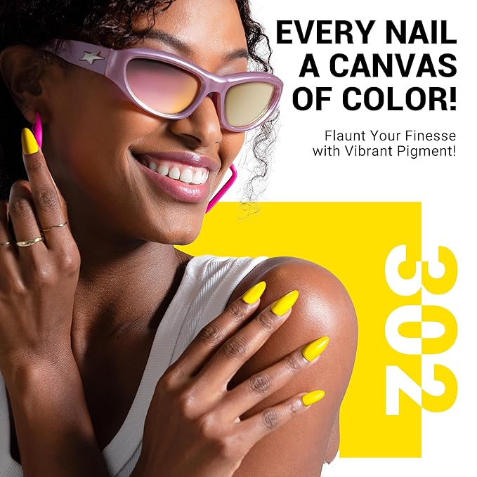 MelodySusie Thick Neon Almond Yellow Gel Nail Polish,0.5fl oz Nails Soak Off UV LED Bright Yellow Gel Polish Gift for Women Nail Art Manicure Salon DIY Nail Design Decoration at Home-302