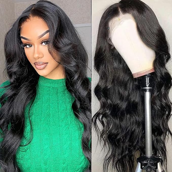 Aicrelery 32 Inch 13x6 Lace Front Wigs Human Hair 13x6 Body Wave HD Frontal Wig 180 Density Unprocessed Brazilian Virgin Human Hair for Women Pre Plucked Natural Color