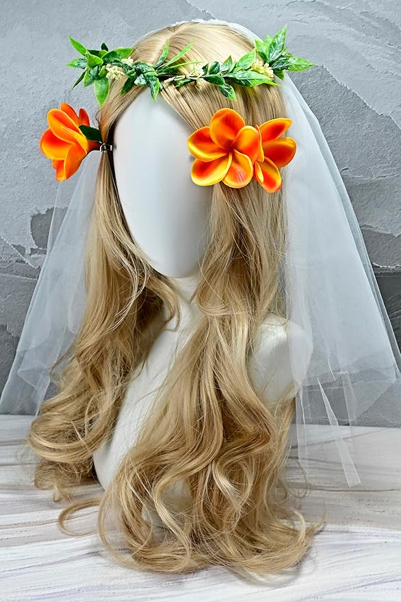 Pack of 2 Real Touch Flowers Hawaiian Flower Hair Clips Plumeria Hibiscus Hair Clips Handmade Hair Accessories for Beach Wedding Bridal Party Mother's Day Women Girls Holiday Gifts (c-819, 2pcs)