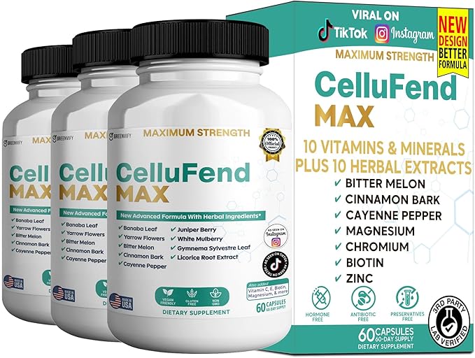 Cellufend Max Herbal Supplement with Banaba Leaf, Juniper Berry, 60 Capsules (3)