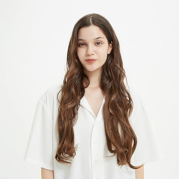 Invisible Wire Hair Extensions Transparent Wire Adjustable Size 4 Secure Clips Long Wavy Curly Secret Hairpiece 18 Inch for Women