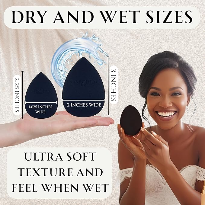 Beauty Blender Black Makeup Sponge– Premium Black Blender Foundation Applicator for Women & Teens, Versatile Face Sponge & Beauty Tool for Seamless Face Makeup and Professional Artists