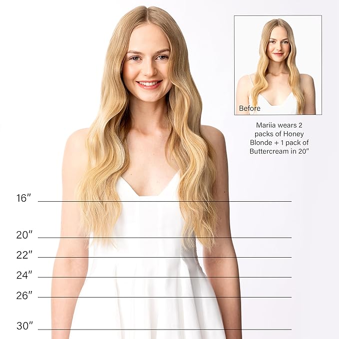 Luxy Tape-In Hair Extension Collection 24", 50g, Beige Blonde, 20 pieces