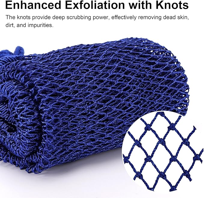 Authentic African Exfoliating Net, 4 Pcs Knotted Bath Net Sponge Loofah Exfoliating Washcloth Back Scrubber for Shower