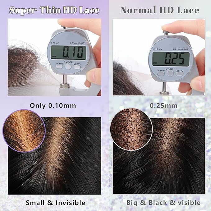 NESMON 5x5 SKINLIKE HD Lace Closure Wigs Human Hair 200% Density Glueless HD Lace Front Wigs Human Hair Pre Plucked Bleached Knots Swiss Lace Straight Wigs for Women 24 Inch