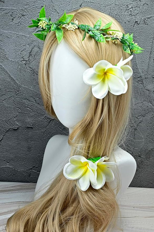 Pack of 2 Real Touch Flowers Hawaiian Flower Hair Clips Plumeria Hibiscus Hair Clips Handmade Hair Accessories for Beach Wedding Bridal Party Mother's Day Women Girls Holiday Gifts (c-811, 2pcs)