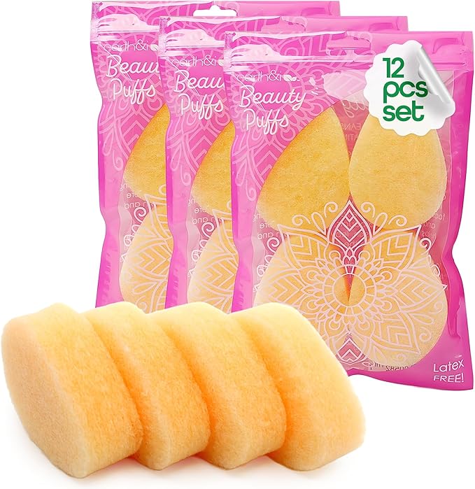 Earth & I - for Sensitive Skin - Gentle Face Exfoliator Puffs, Facial Scrubber for Women, Facial sponges for Washing face Dermatology exfoliating Pads, buf puf Facial Sponge face scrubbers -12ct