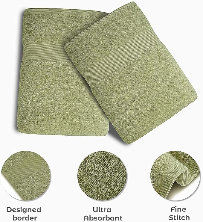 Softolle Luxury Bath Towels Set of 4 (27” x 54”) | Towels for Bathroom | Super Soft | Highly Absorbent Towels for Home, Spa, Gym (Sage Green)