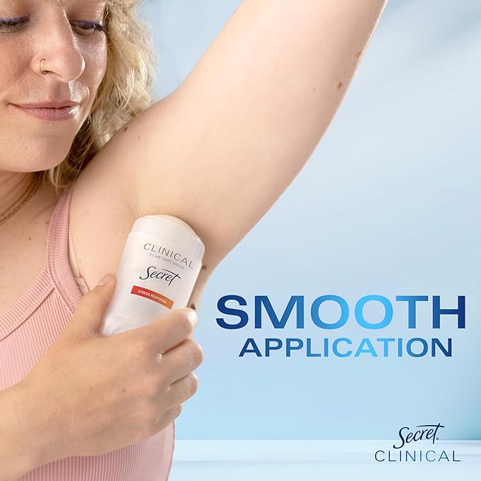 Secret Clinical Strength Antiperspirant Deodorant for Women, Stress Response, 3X Stress Protection, 72hr Sweat & Odor Protection, PH Balancing Minerals, Soft Solid, 1.6 oz (Pack of 3)