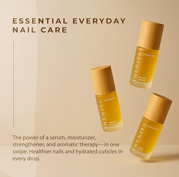 Cuticle Oil for Nail Strengthening and Growth – Hydrating, Vegan, Organic Formula with Jojoba & Vitamin E | 3 Signature Fragrances | 5mL Roll-On (0.17 Fl Oz, Rose Fragrance)