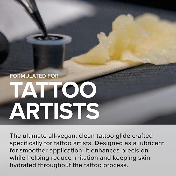 Tattoo Artist Glide | Clean Vegan Tattoo Ointment for Tattooing, Essential Oils, Before + Aftercare, No-Petroleum Formula