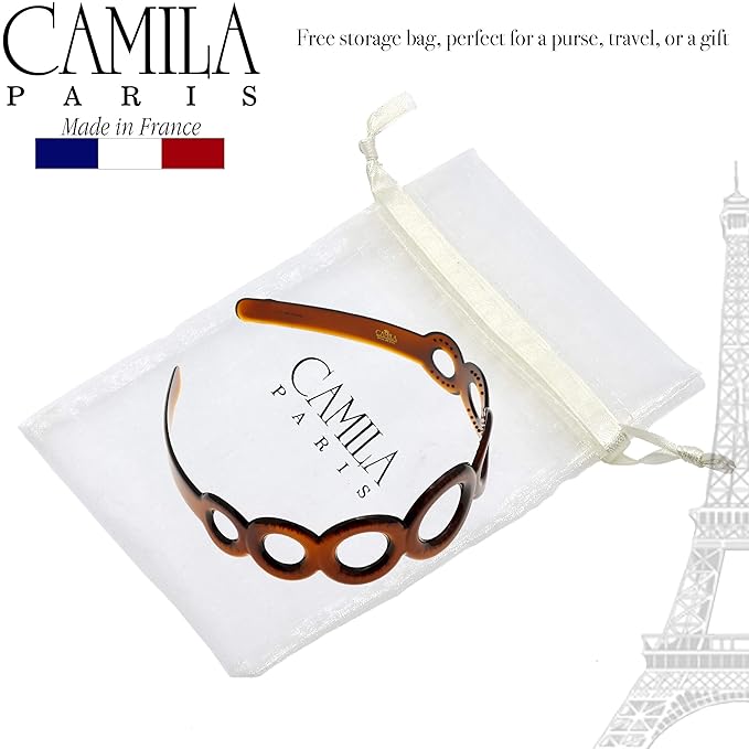 Camila Paris MP307 French Headband for Women, Strong Hold Grip Women's Hair Band, Very Flexible, No Slip and Durable Styling Girls Hair Accessories, Made in France with Cellulose