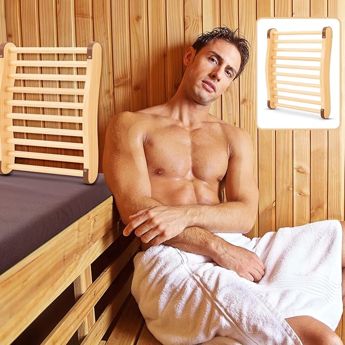 Taiyin S-Shape Sauna Backrest and Seat Cushion Set Cedar Wood Backrest Thickened Waterproof Mat Sauna Accessories for Infrared Resting Bath House Shower Steam Room(Coffee Seat)