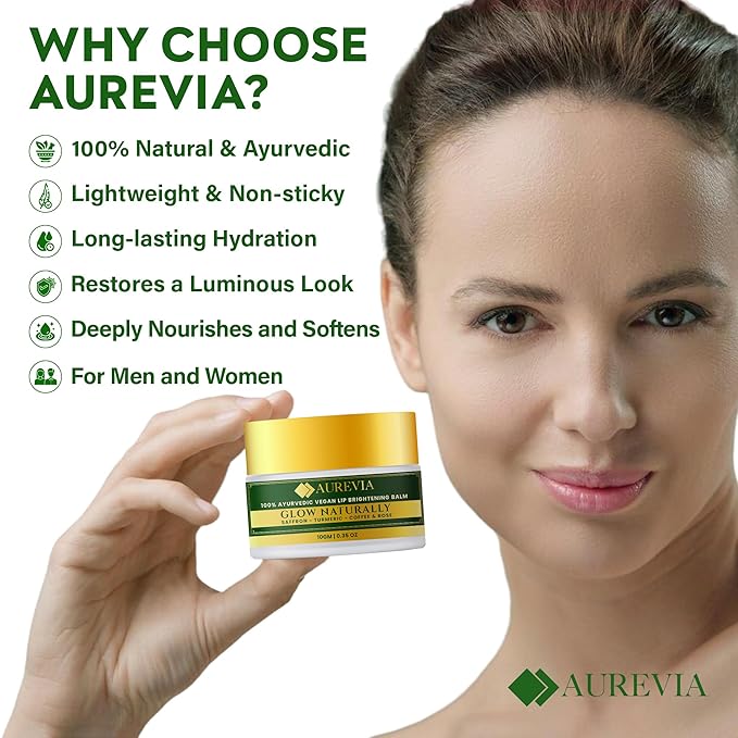 Ayurvedic Vegan Lip Brightening Balm for Dark & Smokers' Lips | Deeply Hydrating, Moisturizing & Rich- Antioxidants Botanical Lip Care