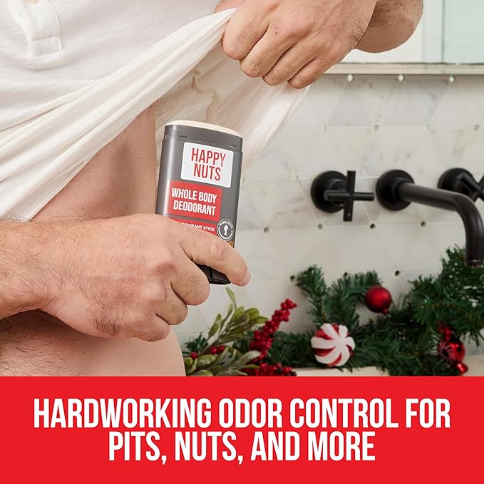Happy Nuts Whole Body Deodorant for Men - Full Body Odor Control - Ideal for Perfect for Pits, Groin, and More - Powerful & Effective Men's Deodorant (2.65 Ounce (Pack of 2), Original)