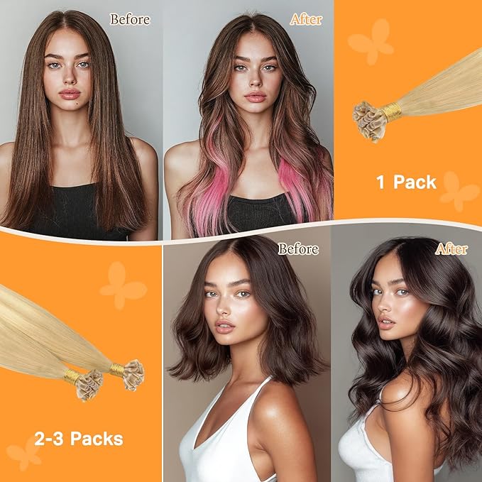 Doores Utip Hair Extensions Human Hair, Drity Blonde Mixed Platinum Blonde 24 Inch 50g/50s, Remy Hair Extensions, Keratin Tip Extensions