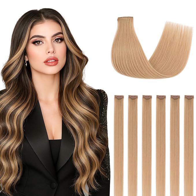 Clip in Hair Extensions Real Human Hair for Women, 16 Inch 40g 6pcs, Platium Blonde, Straight - Highlight, Add Volume and Length for Daily Wear, Parties, Weddings