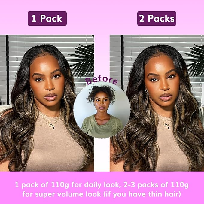 IDN BEAUTY Seamless Clip In Hair Extensions Human Hair, Body Wave 16 Inch 110g 7pcs, 1B/6/1B Balayage Natural Black to Chestnut Brown Remy Hair Seamless Clip Ins For Black Women PU Invisible Edge