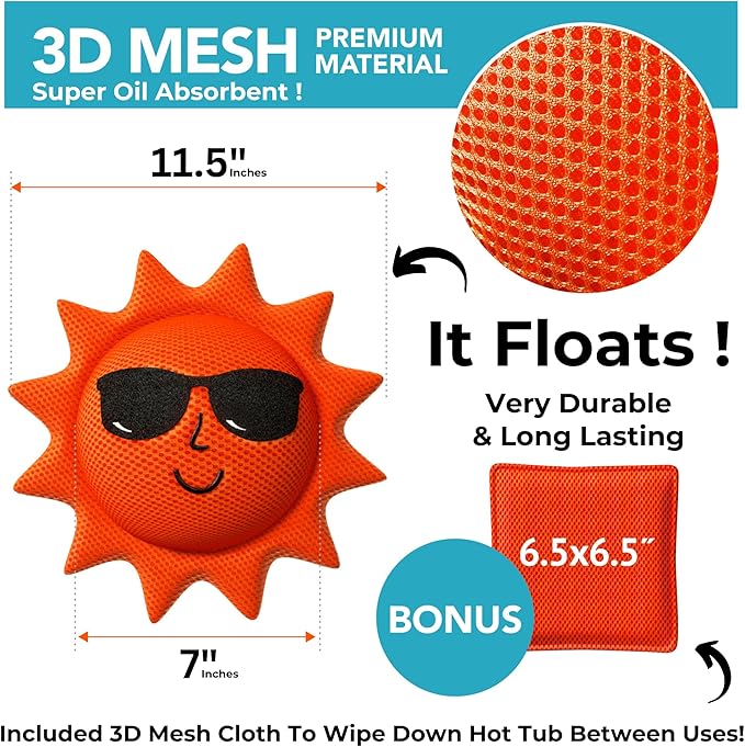 Hot Tub Scum Absorber for Spa Cleaner - Hot Tub Accessories for Adults, Hot Tub Scum Sponge for Hot Tub Oil Absorbing Sponge for Hot Tub Skimmer, Hot Tub Sponge Scum Remover