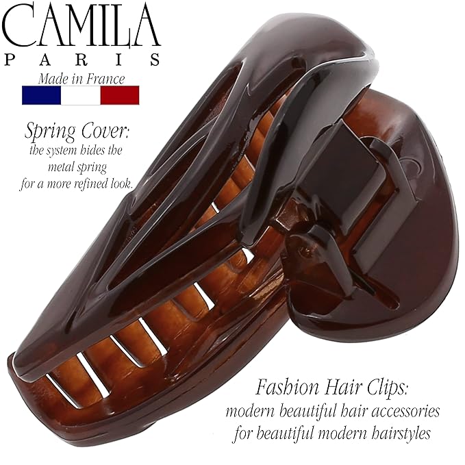 Camila Paris CP3437 French Hair Clip for Women, Small Dolphin Brown, Girls Hair Claw Clips Jaw Fashion Durable and Styling Hair Accessories for Women, Strong Hold No Slip Grip Made in France