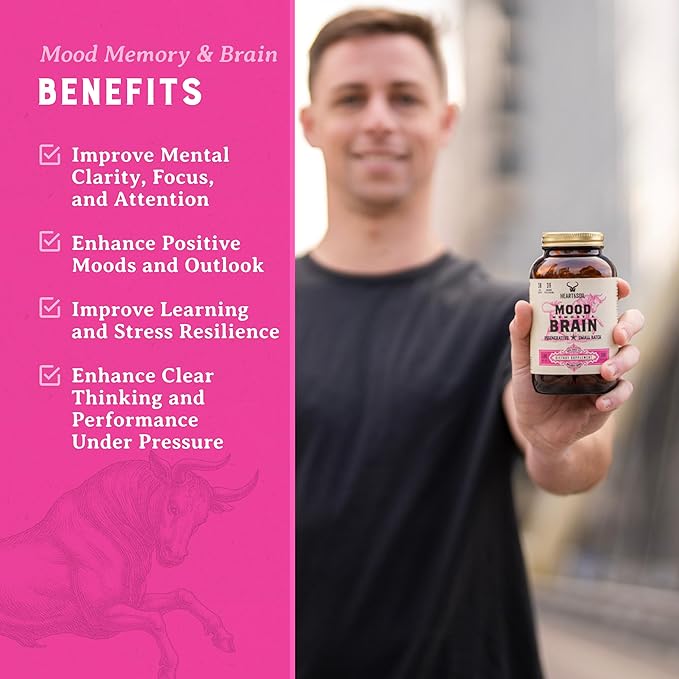 HEART & SOIL – 100% Grass Fed & Finished Beef Brain Supplement from Regenerative Cattle – for Cognitive Function & Memory – 3000mg Focus Supplement with Beef Organs – Glass Bottle – 180 Capsules