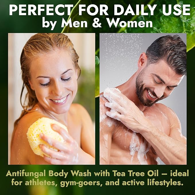 Terramed Just Think Comfort Antifungal & Antibacterial Soap & Body Wash with Tea Tree Oil | Treats Ringworm, Back Acne, Eczema & Jock Itch | Antibacterial Body Soap For Men And Women (16.9 oz)
