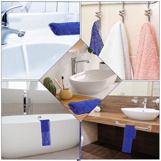 Geiserailie African Net Sponge Long Bathing Net Shower Body Scrubber Back Scrubber Skin Smoother Bathing Sponge for Daily Use or Stocking Stuffer(Blue)