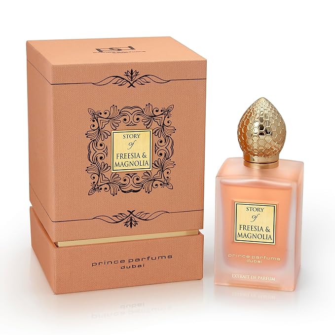 Prince Parfums Dubai - Story of Freesia Magnolia For Women - 3.4 Ounces - Extrait de Parfum - Delicate Bouquet of Freesia, Magnolia - Essence of Femininity & Beauty