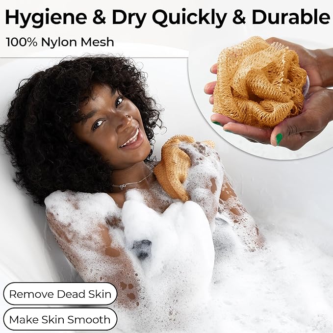 African Net Sponge Authentic - Back Scrub Exfoliating Net Sponge with Knots - 2 Pieces African Bath Sponges for Body Scrubber Exfoliator - Back Washer for Shower Accessories