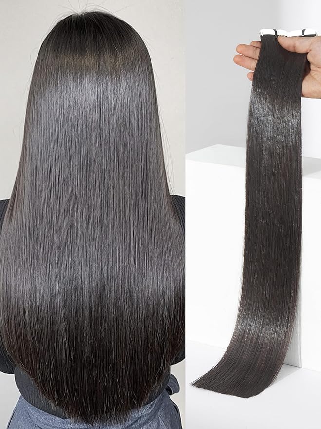 LUVME Invisible Tape in Hair Extensions Human Hair 16 Inch 110g 50pcs Natural Black Straight Double Sided Seamless Tape Extensions