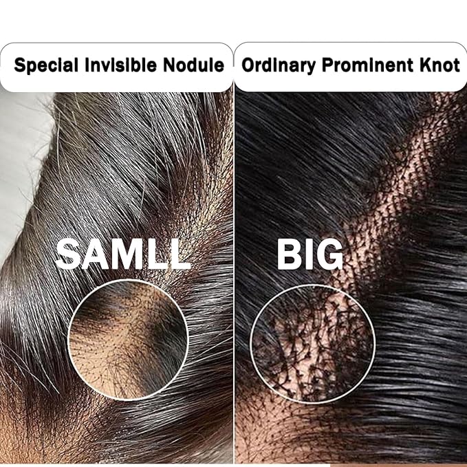 HD Lace Closure Body Wave Human Hair 2x6 HD Lace Closure Only Skinlike Transparent Frontal 0.095mm Ultra-Thin Invisible Swiss Lace Raw Human Hair Pre-Plucked Bleached Knots(2x6 Natural Black 12 Inch)