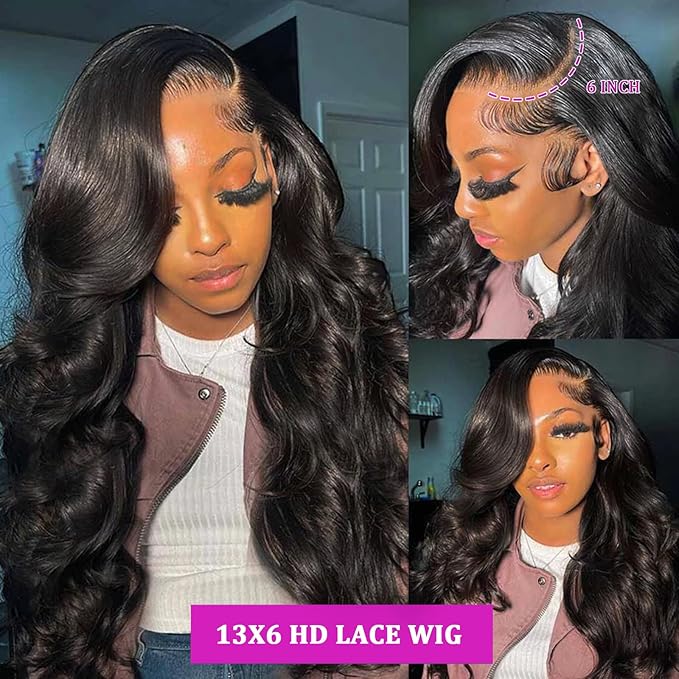 13x6 Body Wave Lace Front Wigs Human Hair Wig 250 Density 15A Raw HD Lace Frontal Human Hair Wigs for Women 30 inch