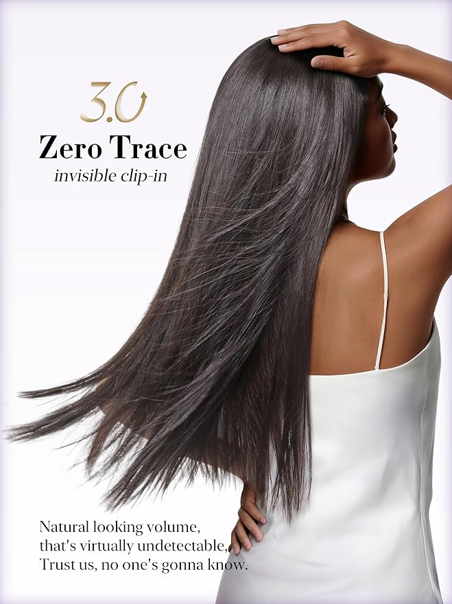 LUVME 0.59mm Zero Trace Invisible Clip in Hair Extensions, Silky Straight 6 Pcs 100g 24 Inch, 100% Real Human Hair Clip Ins, Sleek Long Silky Look with Wider Wefts for Glam, Weddings & Travel