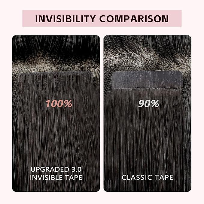 3rd-Generatio Pro3.0 Invisible Tape in Hair Extensions Human Hair #4 Chocolate Brown Color 20pcs 40g 18inch Seamless Insert Hand-Tied Remy Tape ins Extensions（#4-18inch）