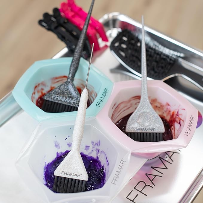 FRAMAR Hair Color Brush Set – Glitter Color Brush, Hair Dye Brush Kit, Hair Coloring Brush, Hair Color Brushes For Hair Stylist, Hair Dying Brush, Hair Salon Supplies, Hair Dye Brushes – 3Pk
