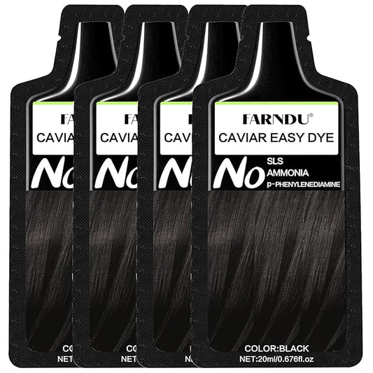 Black Hair Dye for Women Men, Ammonia Free, PPD Free, 100% Gray Hair Coverage Hair Dye Shampoo 4 Pack