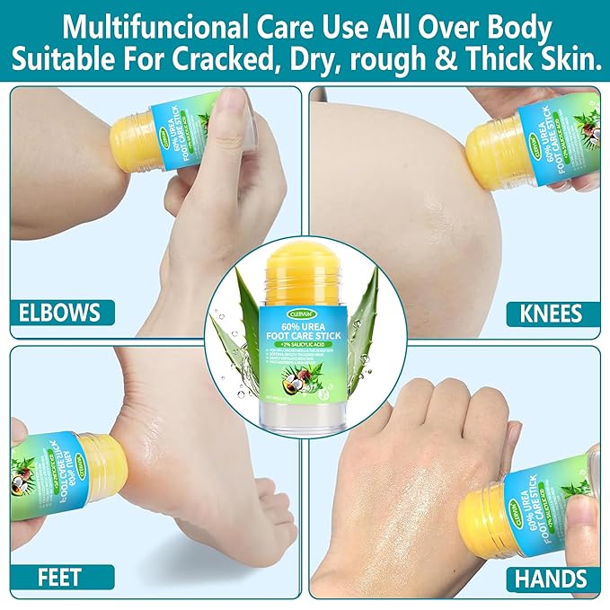 60% Urea Cream Stick with 2% Salicylic Acid, Anti-Cracking Foot & Hand Cream Moisturizer for Dry Cracked Heel Feet, Knee, Elbow, Foot Balm Stick for Callus Remover & Dead Skin Softener (1)